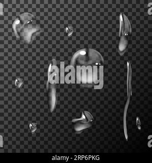 Realistic water drop, liquid, condensation vector illustration on isolated background Stock Vector