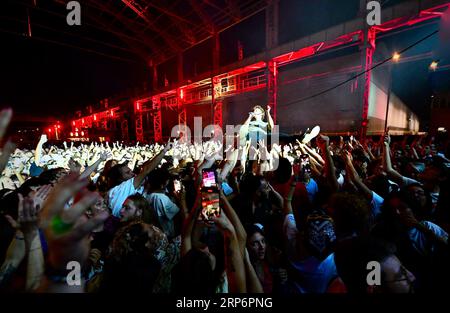 Carroponte, Milan, Italy, September 02, 2023, Lo Stato Sociale  during  LO STATO SOCIALE  - Italian singer Music Concert Stock Photo