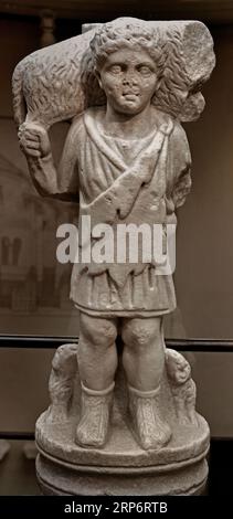 Late Roman statuette of the Good shepherd (4th century), from Corinth Athens, Museum, Greek, Greece. Stock Photo