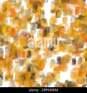 Yellow, orange and black abstract art painting. Big vertical brush strokes on the white background. Wet brush texture. Seamless pattern. Stock Photo