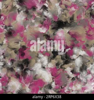 Magenta, brown, black and white colored abstract blurred brush strokes. Seamless pattern Stock Photo