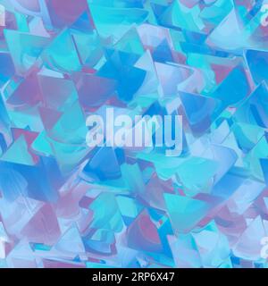 Blue and purple triangular pattern with reflection. Seamless background Stock Photo