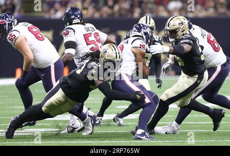 New Orleans Saints linebacker Isaiah Pryor (42) drops in coverage during an  NFL preseason game against the Houston Texans on Saturday, August 13, 2022,  in Houston. (AP Photo/Matt Patterson Stock Photo - Alamy