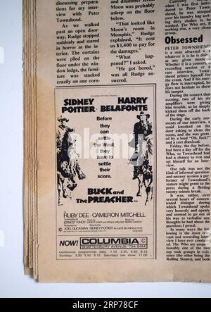 Advert for Buck and the Preacher Film in 1970s New Musical Express NME Magazine Stock Photo