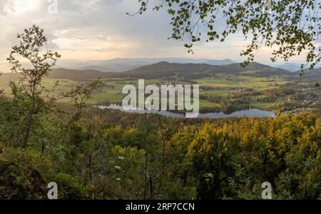 Evening atmosphere, view of the Rauschelesee, Keutschacher Seental, Carinthia, Austria Stock Photo