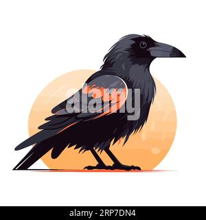 Crow image. Cute crow isolated on white background. Illustration of a crow. Vector illustration. Stock Vector