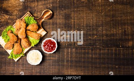 Fried drumsticks with ketchup, High resolution photo Stock Photo