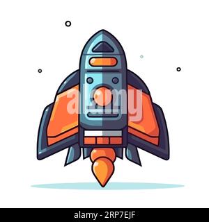 Space shuttle image. Futuristic spaceship launches into the galaxy. Vector illustration. Stock Vector