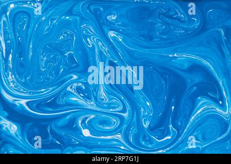 Blue white liquid marble abstract background Stock Photo