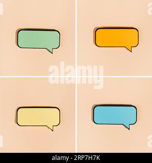 Set colored comic bubbles beige background Stock Photo