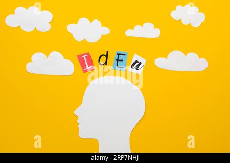 Idea word with head clouds Stock Photo