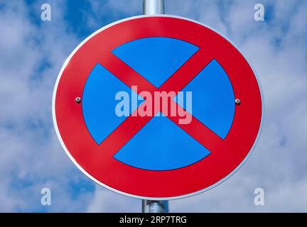 No Parking Sign, Sky, Clouds, Ossiach, Lake Ossiach, Carinthia, Austria Stock Photo