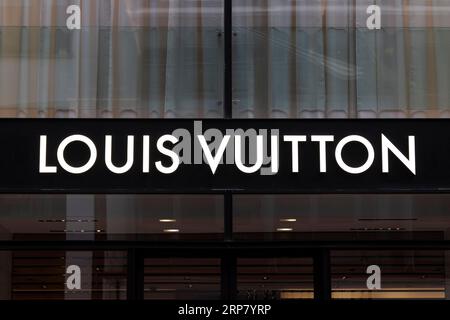 Close-up, logo of the French luxury fashion brand Louis Vuitton on a  boutique in the shopping street Neuer Wall, Hamburg, Germany Stock Photo -  Alamy