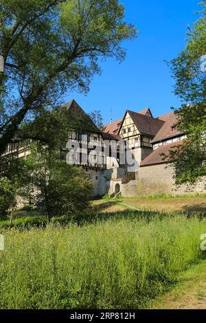 Kapf'sche Bau, Kapffscher Bau, half-timbering, facade, cloaca in the middle, monastery wall, Bebenhausen Palace, historic building, architecture Stock Photo