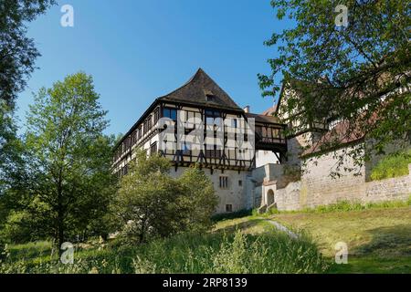 Kapf'sche Bau, Kapffscher Bau, half-timbering, facade, cloaca in the middle, monastery wall, Bebenhausen Palace, historic building, architecture Stock Photo