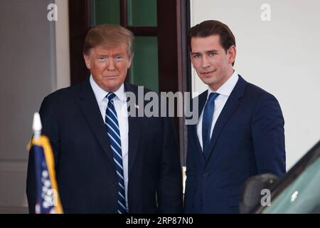 (190220) -- WASHINGTON, Feb. 20, 2019 -- U.S. President Donald Trump (L) welcomes Austrian Chancellor Sebastian Kurz at the White House in Washington D.C., the United States, on Feb. 20, 2019. ) U.S.-WASHINGTON D.C.-TRUMP-AUSTRIA-KURZ-MEETING TingxShen PUBLICATIONxNOTxINxCHN Stock Photo