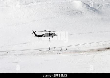(190222) -- BEIJING, Feb. 22, 2019 (Xinhua) -- Photo taken on Feb. 21, 2019 shows a scene in an international military exercise codenamed Winter 2019 in Kars, Turkey. Turkey is holding large-scale international military exercises in extreme weather conditions in its Eastern Kars Province. Representatives of 15 countries are taking part in the drills which are expected to end on Friday. (Xinhua) XINHUA PHOTOS OF THE DAY PUBLICATIONxNOTxINxCHN Stock Photo