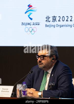 (190226) -- BEIJING, Feb. 26, 2019 (Xinhua) -- Yiannis Exarchos, head of the Olympic Broadcast Services (OBS), attends the first World Broadcaster Briefing (WBB) for Beijing 2022 in Beijing, capital of China, on Feb. 26, 2019. Olympic Broadcast Services (OBS) will adopt cutting-edge technologies to make the 2022 Beijing Winter Games more tech-driven than any previous Games, head of the OBS told Xinhua during the first World Broadcaster Briefing (WBB) for Beijing 2022 held here this week. (Xinhua/Xu Zijian) (SP)CHINA-BEIJING-WINTER OLYMPICS-BROADCASTER BRIEFING(CN) PUBLICATIONxNOTxINxCHN Stock Photo