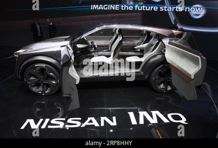 (190306) -- GENEVA, March 6, 2019 (Xinhua) -- Photo taken on March 6, 2019 shows the Nissan IMQ crossover concept at the 89th Geneva International Motor Show in Geneva, Switzerland. Electric cars and hybrid cars are highlights at this year s Geneva International Motor Show, which will open to the public from March 7 to 17. (Xinhua/Xu Jinquan) SWITZERLAND-GENEVA-INTERNATIONAL MOTOR SHOW-ELECTRIC CARS PUBLICATIONxNOTxINxCHN Stock Photo