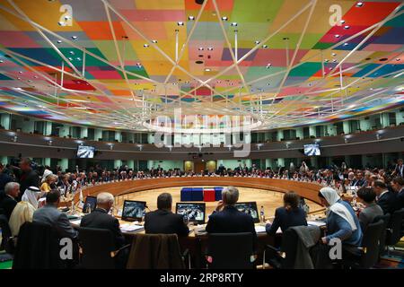 News Themen der Woche KW11 News Bilder des Tages 190314 -- BRUSSELS, March 14, 2019 -- The third conference on Supporting the future of Syria and the region - Meeting of Foreign Ministers is held at the EU Council in Brussels on March 14, 2019.  BELGIUM-BRUSSELS-EU-SYRIA-CONFERENCE ZhengxHuansong PUBLICATIONxNOTxINxCHN Stock Photo