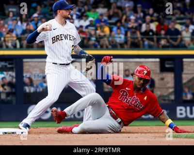 Philadelphia Phillies first baseman Kody Clemens (23) during a spring  training baseball game against the Philadelphia Phillies on March 26, 2023  at Ed Smith Stadium in Sarasota, Florida. (Mike Janes/Four Seam Images