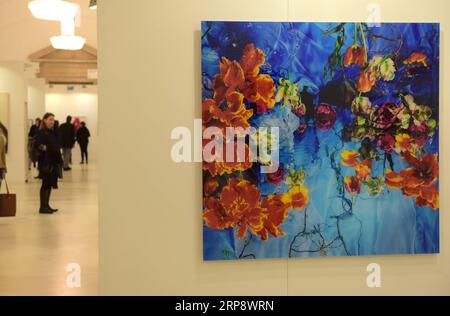 Entertainment Bilder des Tages (190316) -- VIENNA, March 16, 2019 -- People look at artworks displayed on an exhibition of Art Vienna 2019 at the Hofburg in Vienna, Austria, March 16, 2019. The three-day exhibition will last until March 17. Guo Chen) AUSTRIA-VIENNA-ART FAIR guochen PUBLICATIONxNOTxINxCHN Stock Photo