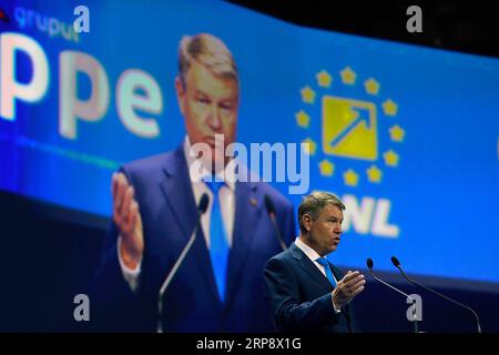 (190317) -- BUCHAREST, March 17, 2019 -- Romania s President Klaus Iohannis attends the European People s Party (EPP) local and regional leaders summit in Bucharest, Romania, March 16, 2019. Cristian Cristel) ROMANIA-BUCHAREST-EPP-SUMMIT ChenxJinx&xLinxHuifen PUBLICATIONxNOTxINxCHN Stock Photo