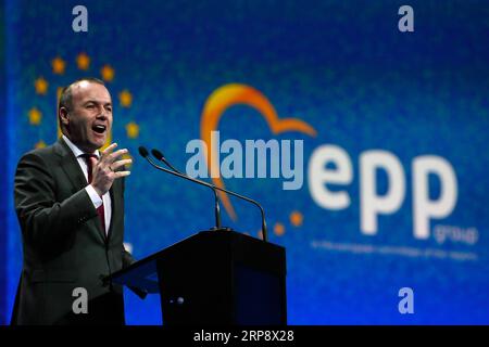 News Themen der Woche KW11 News Bilder des Tages 190317 -- BUCHAREST, March 17, 2019 -- Manfred Weber, European People s Party EPP candidate for the presidency of the European Commission, speaks at the EPP local and regional leaders summit in Bucharest, Romania, March 16, 2019. Cristian Cristel ROMANIA-BUCHAREST-EPP-SUMMIT ChenxJinx&xLinxHuifen PUBLICATIONxNOTxINxCHN Stock Photo