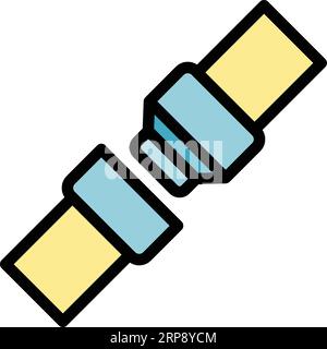 Belt lock icon outline vector. Car seat. Drive plane color flat Stock Vector
