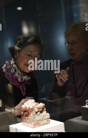 (190329) -- WASHINGTON D.C., March 29, 2019 (Xinhua) -- People view the displayed Seal of Empress Dowager Cixi at the exhibition titled Empresses of China s Forbidden City, 1644-1912 during a media preview at the Smithsonian s Arthur M. Sackler Gallery in Washington, D.C., the United States, on March 28, 2019. The exhibition will kick off at the gallery on March 30. (Xinhua/Liu Jie) U.S.-WASHINGTON D.C.-EXHIBITION-CHINA PUBLICATIONxNOTxINxCHN Stock Photo