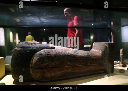 (190406) -- SOHAG (EGYPT), April 6, 2019 -- People visit the Sohag National Museum in Sohag, Egypt, on April 6, 2019. The Upper Egypt s Sohag National Museum (SNM) portrays the Egyptian identity through highlighting historic, cultural and civilizational changes, said Ahmad Ezz, chairman of the SNM, said in an exclusive interview with Xinhua. ) TO GO WITH Interview: Sohag National Museum mirrors Egypt s different civilizations: chairman EGYPT-SOHAG-NATIONAL MUSEUM AhmedxGomaa PUBLICATIONxNOTxINxCHN Stock Photo
