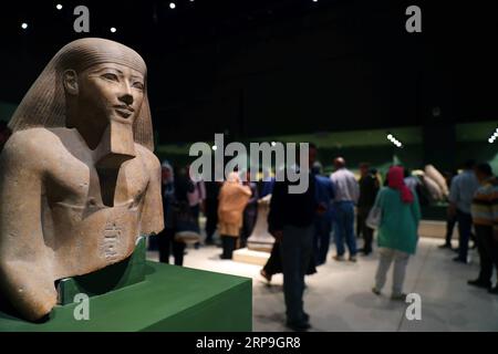 (190406) -- SOHAG (EGYPT), April 6, 2019 -- People visit the Sohag National Museum in Sohag, Egypt, on April 6, 2019. The Upper Egypt s Sohag National Museum (SNM) portrays the Egyptian identity through highlighting historic, cultural and civilizational changes, said Ahmad Ezz, chairman of the SNM, said in an exclusive interview with Xinhua. ) TO GO WITH Interview: Sohag National Museum mirrors Egypt s different civilizations: chairman EGYPT-SOHAG-NATIONAL MUSEUM AhmedxGomaa PUBLICATIONxNOTxINxCHN Stock Photo