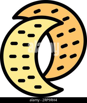 Moon cracker icon outline vector. Grain food. Cookie snack color flat Stock Vector