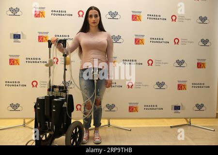 (190416) -- ATHENS, April 16, 2019 -- Eleana Vrozidi, 28, who has been on the waiting list for a transplant operation for three years and two months, attends the Hellenic Transplant Organization s social awareness event in Athens, Greece, on April 15, 2019. Greece aims to double the rate of human organ donations for transplants within the next two years, the President of the Hellenic Transplant Organization (EOM), Andreas Karabinis, told Xinhua on Monday. ) TO GO WITH Greece aims to double human organ donation rate for transplants within 2 years GREECE-ATHENS-HUMAN ORGAN DONATION MariosxLolos Stock Photo