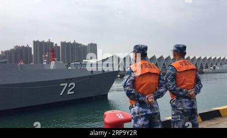 190419) -- QINGDAO, April 19, 2019 (Xinhua) -- Formidable-class