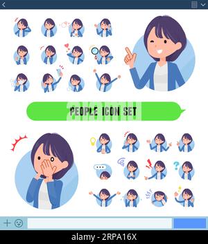 A set of Public relations women with expresses various emotions In icon format.It's vector art so easy to edit. Stock Vector