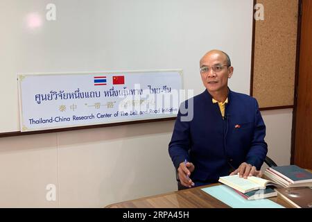 (190424) -- BANGKOK, April 24, 2019 (Xinhua) -- Gen. Surasit Thanadtang, the director of the Thai-Chinese Strategic Research Center, National Research Council of Thailand, speaks in an interview with Xinhua in Bangkok, Thailand, April 17, 2019. The Belt and Road Initiative (BRI) offers new development methods to other countries as it was put forward by China based on China s experience of development in the past 40 years, the Thai expert told Xinhua recently. TO GO WITH Interview: BRI provides world with new development methods: Thai expert (Xinhua/Yang Zhou) THAILAND-BANGKOK-INTERVIEW PUBLICA Stock Photo