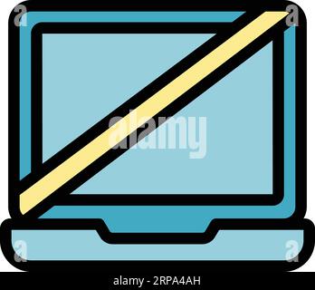 No laptop use icon outline vector. Digital detox. Social smartphone color flat Stock Vector