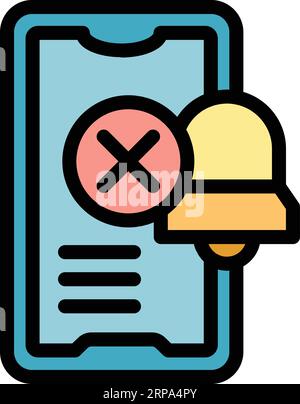 Smartphone disconnect icon outline vector. Digital detox. Social media color flat Stock Vector