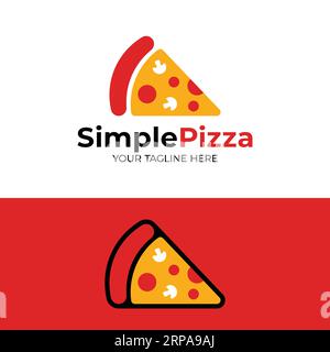 Simple Pizza Slice in Modern Style for Pizza Shop Restaurant or Food Brand Logo Design Template Stock Vector