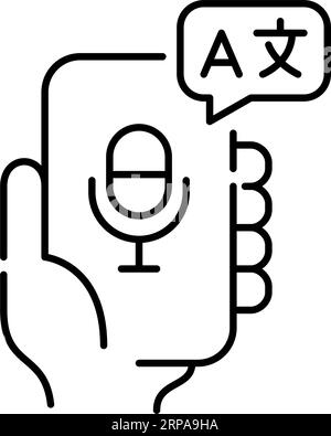 Voice translator mobile app. Pixel perfect, editable stroke Stock Vector