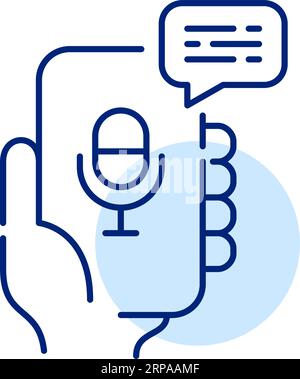 Digital assistant on a smartphone translating voice into text. Artificial intelligence smart app. Pixel perfect icon Stock Vector