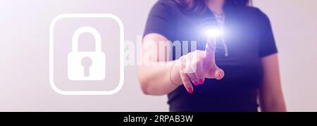 digital security concept, cybersecurity button with Stock Photo