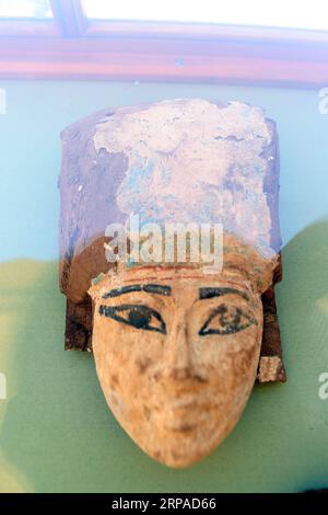 (190504) -- GIZA, May 4, 2019 (Xinhua) -- Photo taken on May 4, 2019 shows an artifact excavated from an Old Kingdom cemetery in Giza, Egypt. Egypt announced on Saturday the discovery of part of an Old Kingdom cemetery during excavations carried out at the southeastern side of Giza Plateau near the Great Pyramids. The discovery was made by an Egyptian Archaeological Mission, Mostafa Waziri, secretary-general of the Supreme Council of Antiquities, said in a statement. Waziri explained that the team uncovered several Old Kingdom tombs and burial shafts, and the oldest one is a limestone family t Stock Photo