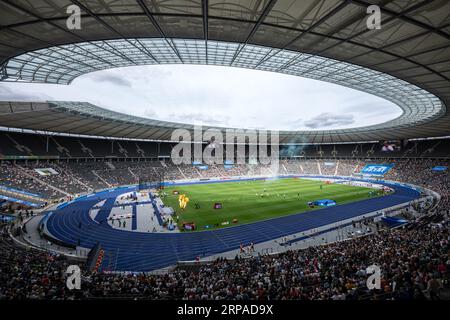 Berlin, Germany. 03rd Sep, 2023. Athletics, Meeting, ISTAF: View of the Olympic Stadium from the stands. Credit: Hannes P. Albert/dpa/Alamy Live News Stock Photo