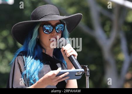 Ny, USA. 2nd Sep, 2023. The Flatiron Building, New York, USA, September 03, 2023 - Alissa White-Gluz Speak at the Animal Rights March 2023 today in New York City. Photo: Luiz Rampelotto/EuropaNewswire (Credit Image: © Luiz Rampelotto/ZUMA Press Wire) EDITORIAL USAGE ONLY! Not for Commercial USAGE! Stock Photo