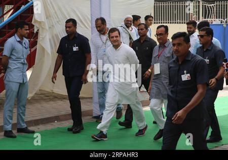 (190512) -- NEW DELHI, May 12, 2019 -- Indian National Congress (INC) President Rahul Gandhi (C) enters a polling station in New Delhi, India, May 12, 2019. Polling of votes began on Sunday morning for the sixth phase of India s ongoing 17th general elections. ) INDIA-NEW DELHI-ELECTION-RAHUL GANDHI ZhaoxXu PUBLICATIONxNOTxINxCHN Stock Photo