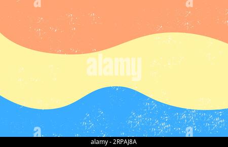 Pastel colorful wave pattern background design with white grunge texture Stock Vector