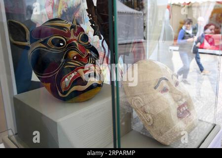 (190518) -- LISBON, May 18, 2019 (Xinhua) -- Masks are seen during the 14th International Iberian Masks Festival in Lisbon, Portugal, May 17, 2019. The 14th International Iberian Masks Festival is held from May 16 to 19, with the participation of groups from all over the world. (Xinhua/Pedro Fiuza) PORTUGAL-LISBON-IBERIAN MASK-FESTIVAL PUBLICATIONxNOTxINxCHN Stock Photo