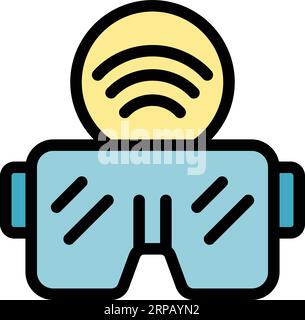 Vr glasses icon outline vector. Home tv. Video smart color flat Stock Vector